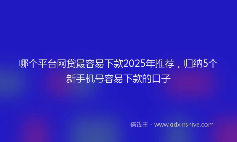 哪个平台网贷最容易下款2025年推荐，归纳5个新手机号容易下款的口子