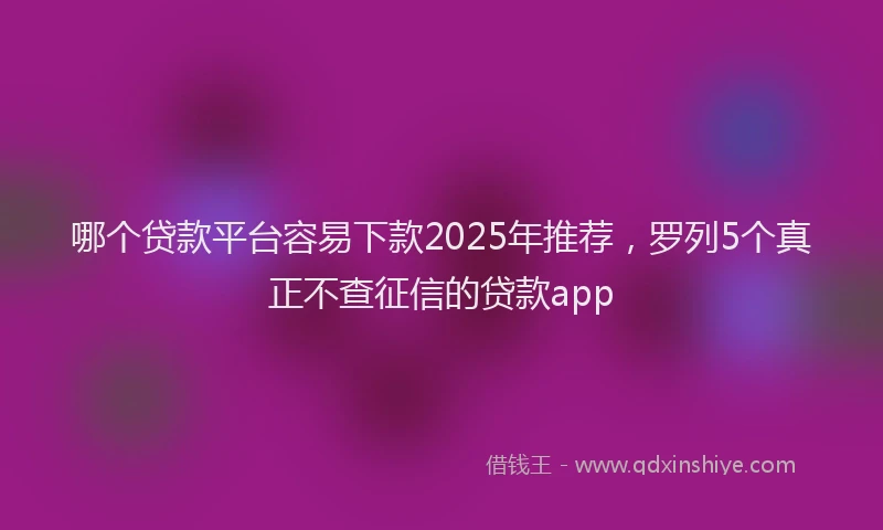 哪个贷款平台容易下款2025年推荐，罗列5个真正不查征信的贷款app