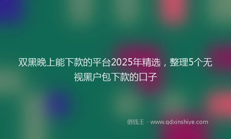 双黑晚上能下款的平台2025年精选，整理5个无视黑户包下款的口子