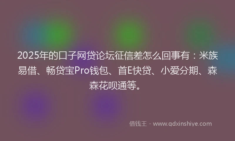 2025年的口子网贷论坛征信差怎么回事有：米族易借、畅贷宝Pro钱包、首E快贷、小爱分期、森森花呗通等。