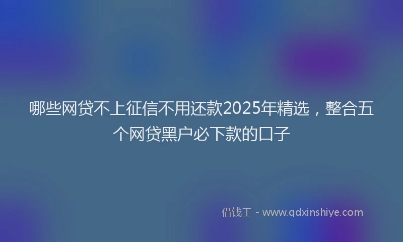 哪些网贷不上征信不用还款2025年精选，整合五个网贷黑户必下款的口子