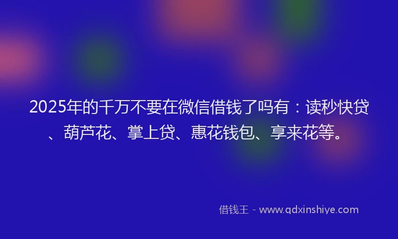 2025年的千万不要在微信借钱了吗有：读秒快贷、葫芦花、掌上贷、惠花钱包、享来花等。