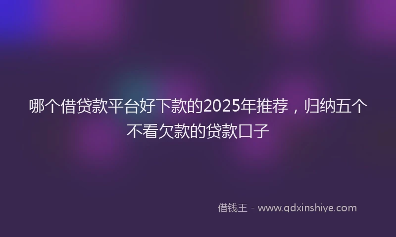 哪个借贷款平台好下款的2025年推荐，归纳五个不看欠款的贷款口子