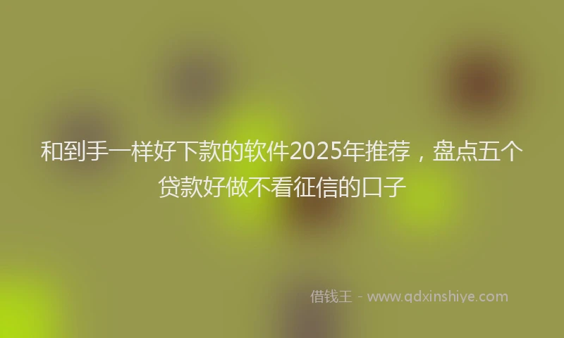 和到手一样好下款的软件2025年推荐，盘点五个贷款好做不看征信的口子