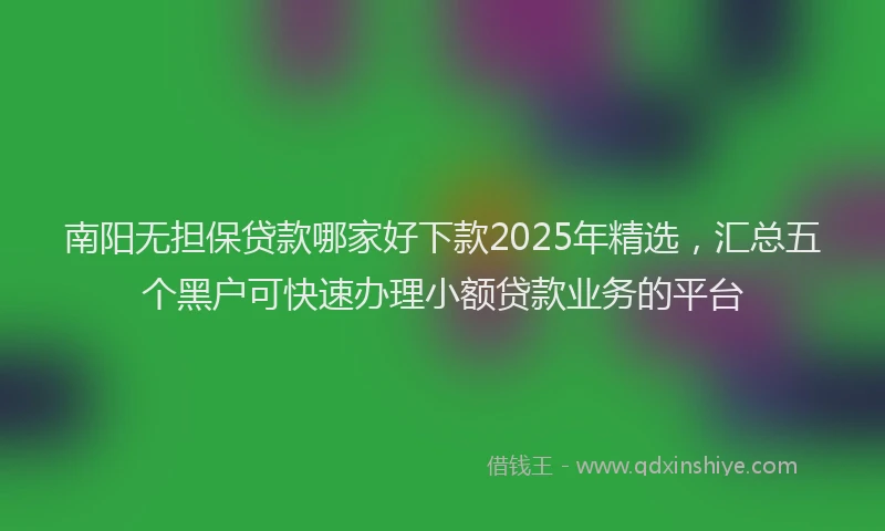 南阳无担保贷款哪家好下款2025年精选，汇总五个黑户可快速办理小额贷款业务的平台