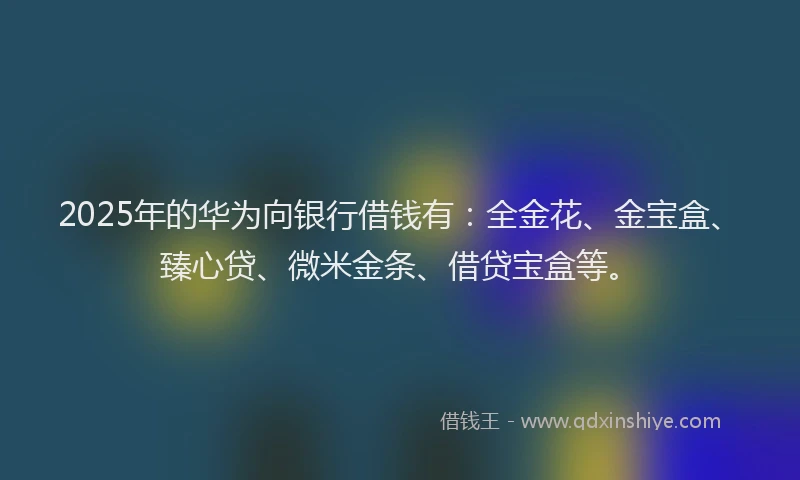 2025年的华为向银行借钱有：全金花、金宝盒、臻心贷、微米金条、借贷宝盒等。