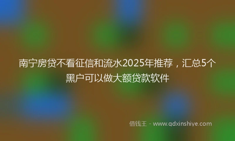 南宁房贷不看征信和流水2025年推荐，汇总5个黑户可以做大额贷款软件