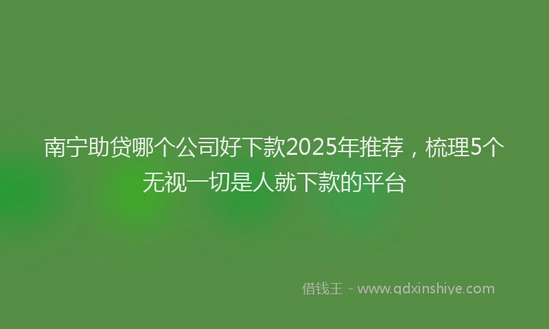 南宁助贷哪个公司好下款2025年推荐，梳理5个无视一切是人就下款的平台
