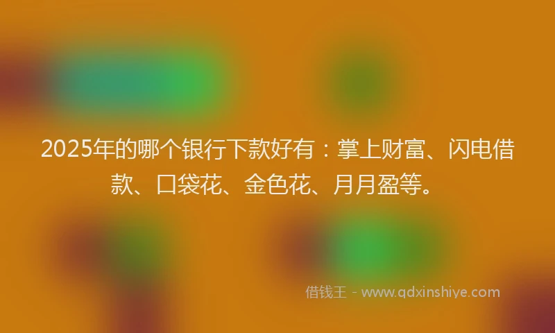 2025年的哪个银行下款好有：掌上财富、闪电借款、口袋花、金色花、月月盈等。