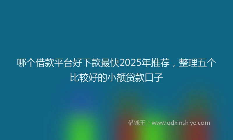哪个借款平台好下款最快2025年推荐，整理五个比较好的小额贷款口子