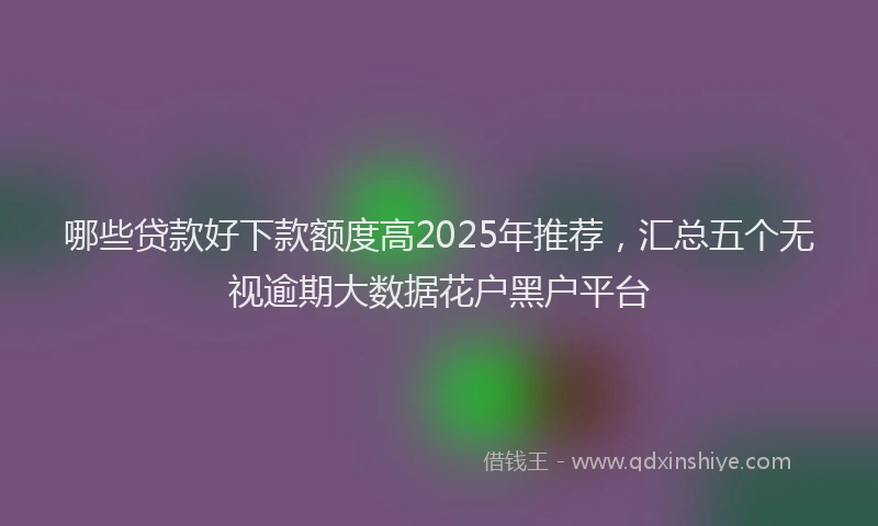 哪些贷款好下款额度高2025年推荐，汇总五个无视逾期大数据花户黑户平台