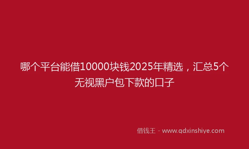 哪个平台能借10000块钱2025年精选，汇总5个无视黑户包下款的口子