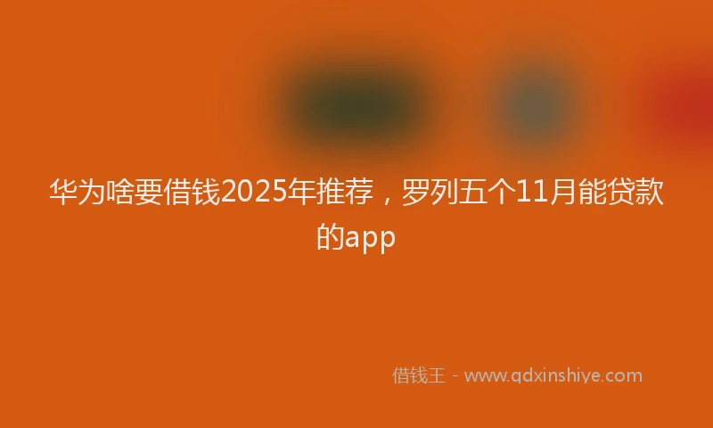 华为啥要借钱2025年推荐，罗列五个11月能贷款的app