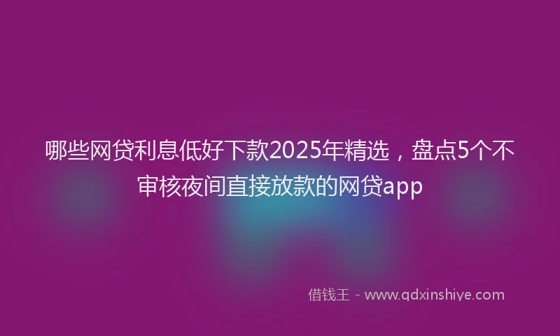 哪些网贷利息低好下款2025年精选，盘点5个不审核夜间直接放款的网贷app