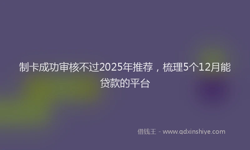 制卡成功审核不过2025年推荐，梳理5个12月能贷款的平台