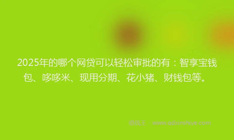 2025年的哪个网贷可以轻松审批的有：智享宝钱包、哆哆米、现用分期、花小猪、财钱包等。