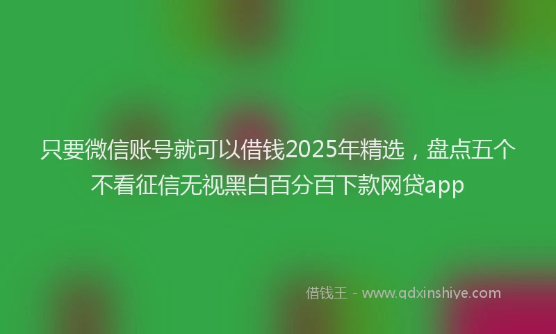 只要微信账号就可以借钱2025年精选，盘点五个不看征信无视黑白百分百下款网贷app