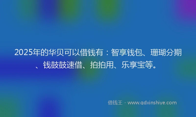 2025年的华贝可以借钱有：智享钱包、珊瑚分期、钱鼓鼓速借、拍拍用、乐享宝等。
