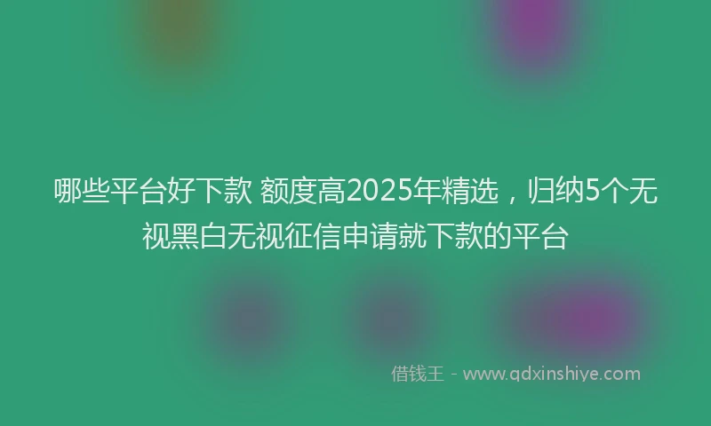 哪些平台好下款 额度高2025年精选，归纳5个无视黑白无视征信申请就下款的平台