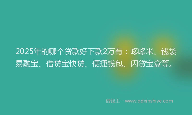 2025年的哪个贷款好下款2万有：哆哆米、钱袋易融宝、借贷宝快贷、便捷钱包、闪贷宝盒等。