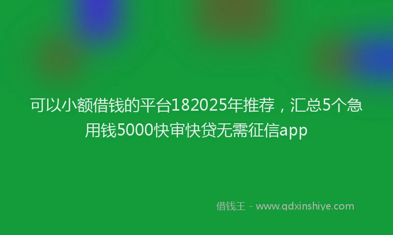 可以小额借钱的平台182025年推荐，汇总5个急用钱5000快审快贷无需征信app