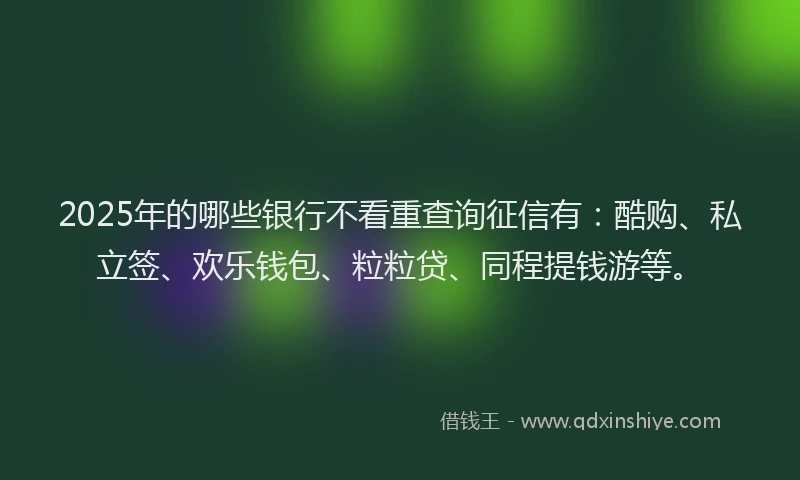 2025年的哪些银行不看重查询征信有：酷购、私立签、欢乐钱包、粒粒贷、同程提钱游等。