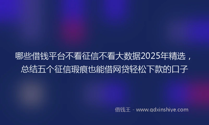 哪些借钱平台不看征信不看大数据2025年精选，总结五个征信瑕疵也能借网贷轻松下款的口子