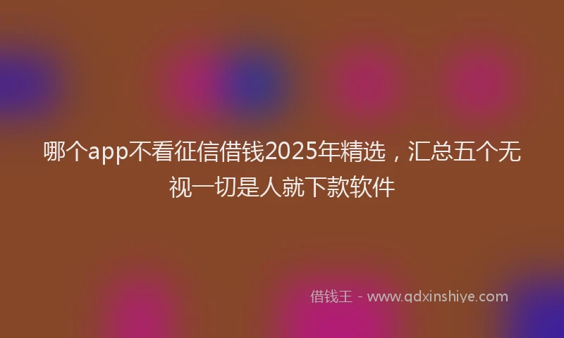 哪个app不看征信借钱2025年精选，汇总五个无视一切是人就下款软件