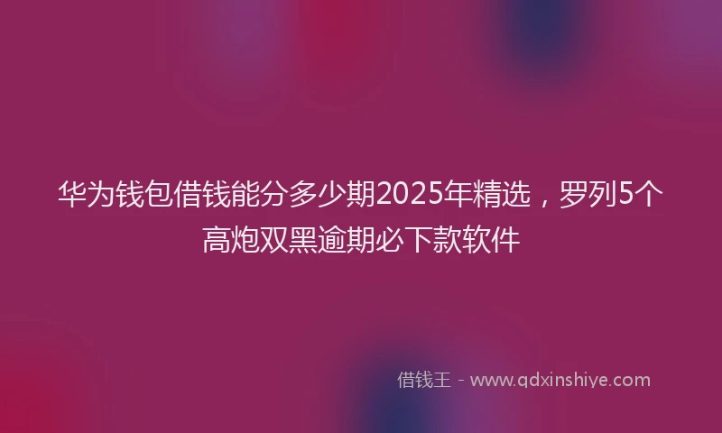 华为钱包借钱能分多少期2025年精选，罗列5个高炮双黑逾期必下款软件