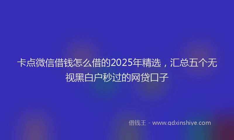 卡点微信借钱怎么借的2025年精选，汇总五个无视黑白户秒过的网贷口子