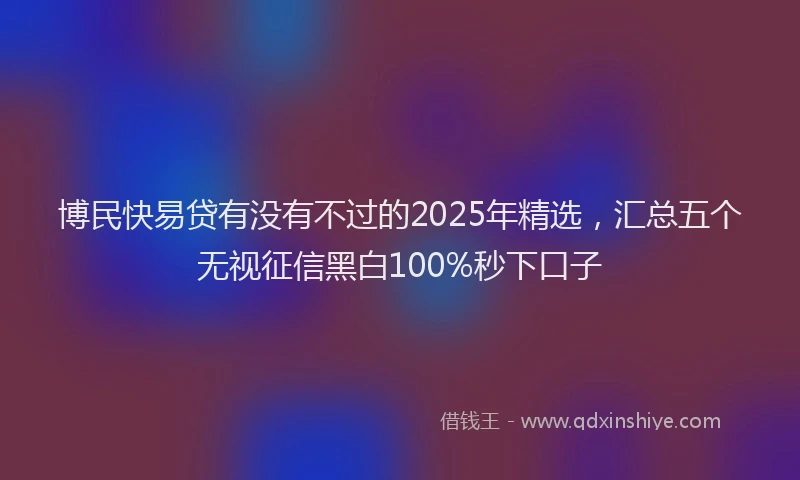 博民快易贷有没有不过的2025年精选，汇总五个无视征信黑白100%秒下口子