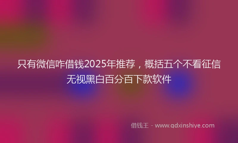 只有微信咋借钱2025年推荐，概括五个不看征信无视黑白百分百下款软件