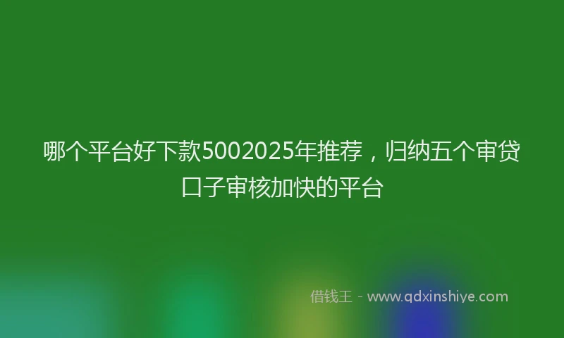 哪个平台好下款5002025年推荐，归纳五个审贷口子审核加快的平台