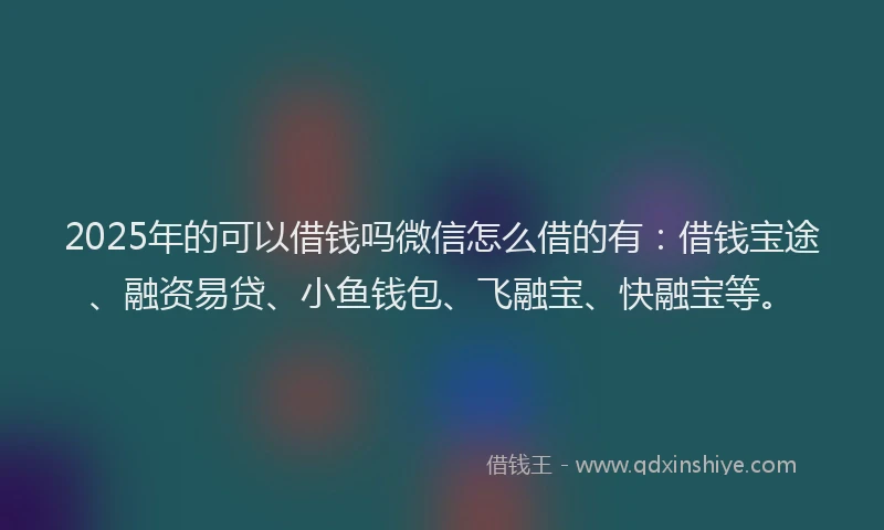 2025年的可以借钱吗微信怎么借的有：借钱宝途、融资易贷、小鱼钱包、飞融宝、快融宝等。