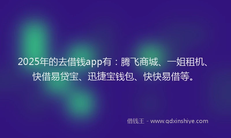 2025年的去借钱app有：腾飞商城、一姐租机、快借易贷宝、迅捷宝钱包、快快易借等。