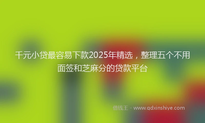 千元小贷最容易下款2025年精选，整理五个不用面签和芝麻分的贷款平台