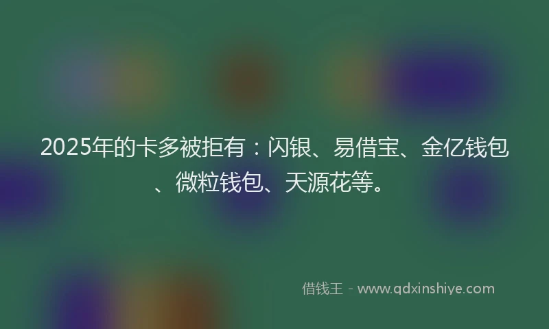 2025年的卡多被拒有：闪银、易借宝、金亿钱包、微粒钱包、天源花等。