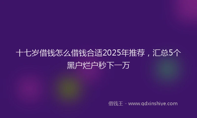 十七岁借钱怎么借钱合适2025年推荐，汇总5个黑户烂户秒下一万