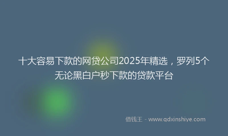 十大容易下款的网贷公司2025年精选，罗列5个无论黑白户秒下款的贷款平台