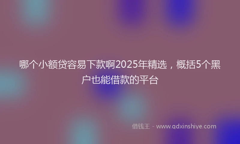 哪个小额贷容易下款啊2025年精选，概括5个黑户也能借款的平台