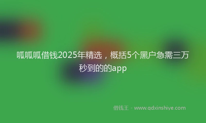 呱呱呱借钱2025年精选，概括5个黑户急需三万秒到的的app