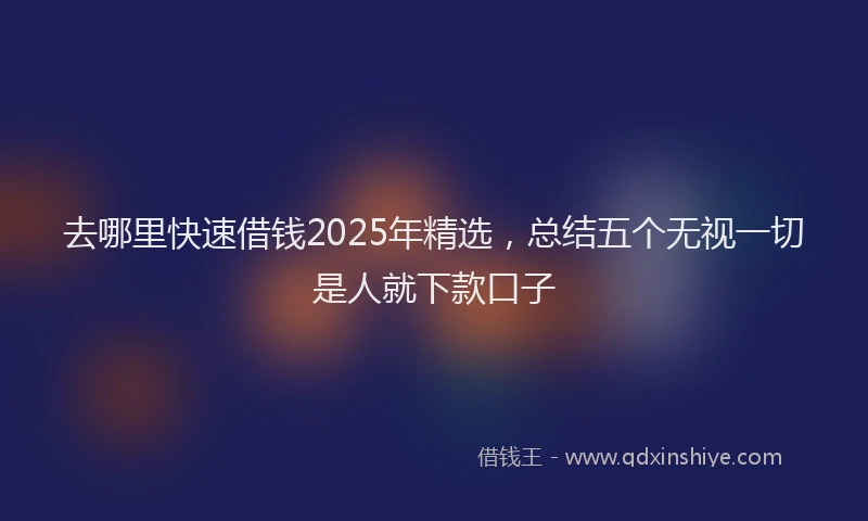 去哪里快速借钱2025年精选，总结五个无视一切是人就下款口子