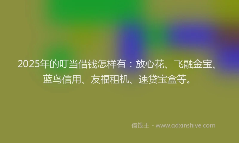 2025年的叮当借钱怎样有：放心花、飞融金宝、蓝鸟信用、友福租机、速贷宝盒等。