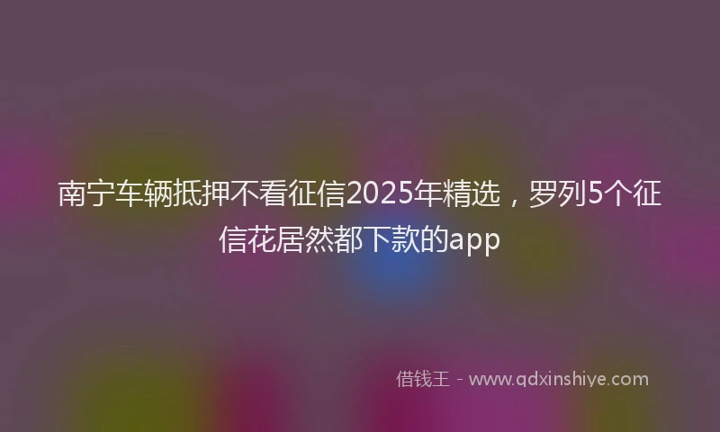 南宁车辆抵押不看征信2025年精选，罗列5个征信花居然都下款的app