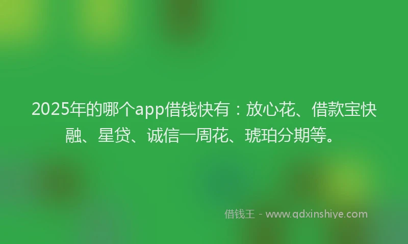2025年的哪个app借钱快有：放心花、借款宝快融、星贷、诚信一周花、琥珀分期等。