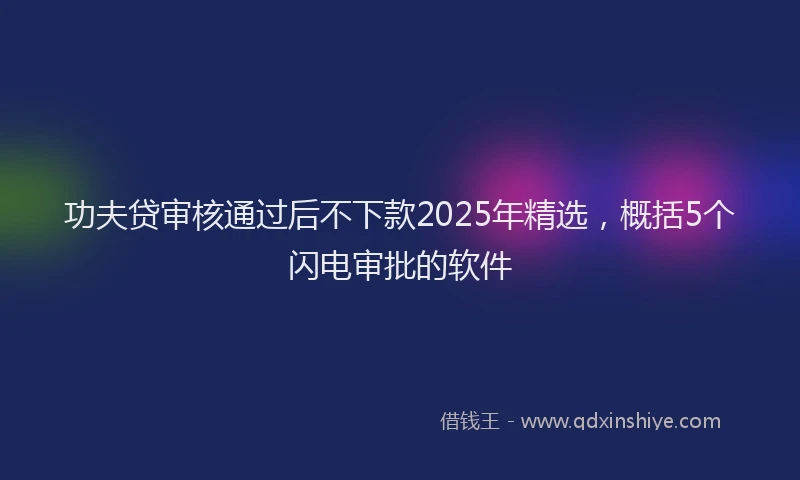 功夫贷审核通过后不下款2025年精选，概括5个闪电审批的软件