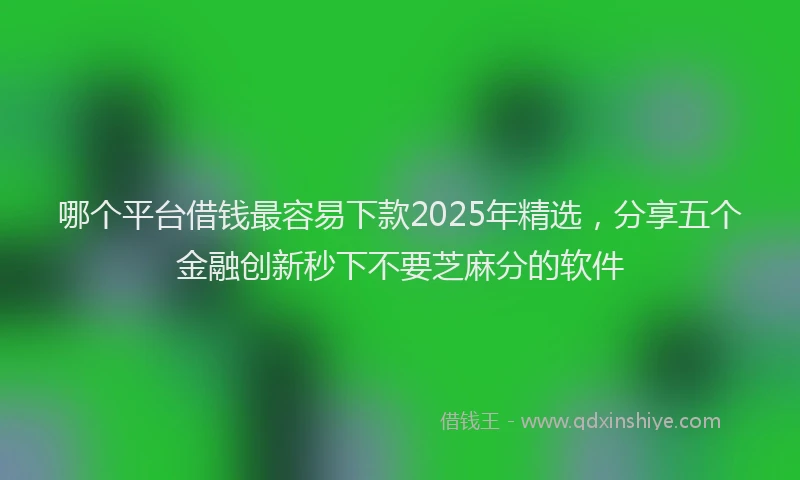 哪个平台借钱最容易下款2025年精选，分享五个金融创新秒下不要芝麻分的软件