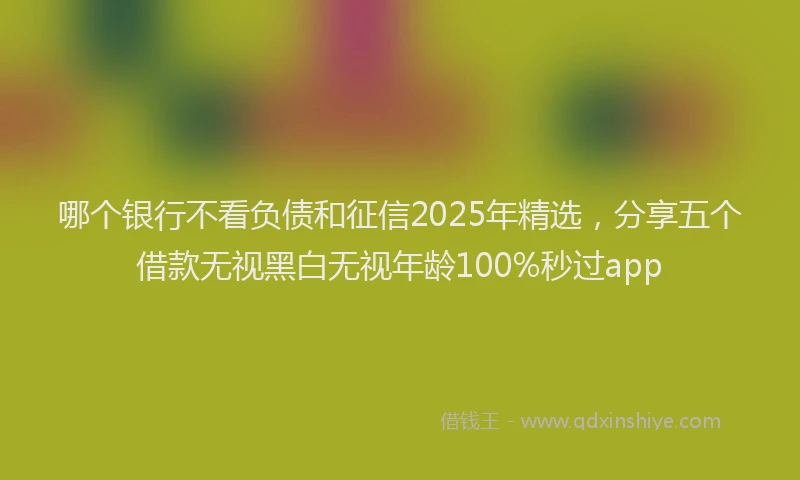 哪个银行不看负债和征信2025年精选，分享五个借款无视黑白无视年龄100%秒过app