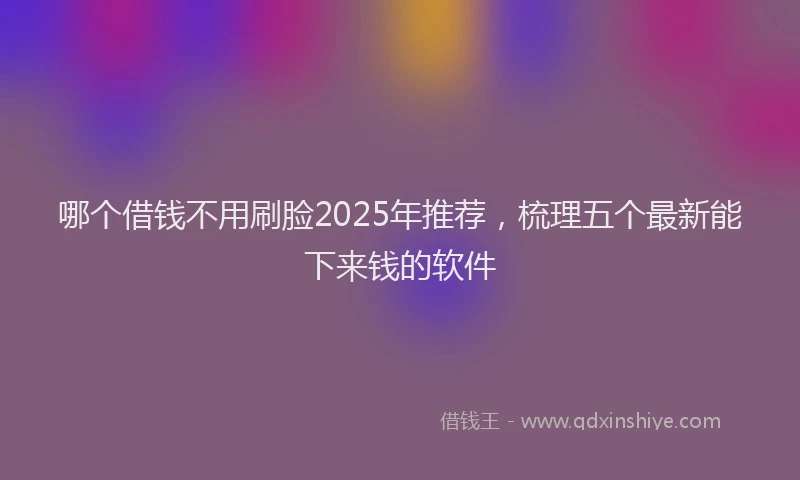 哪个借钱不用刷脸2025年推荐，梳理五个最新能下来钱的软件