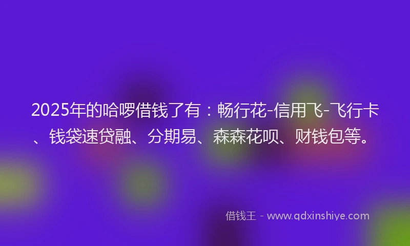 2025年的哈啰借钱了有：畅行花-信用飞-飞行卡、钱袋速贷融、分期易、森森花呗、财钱包等。